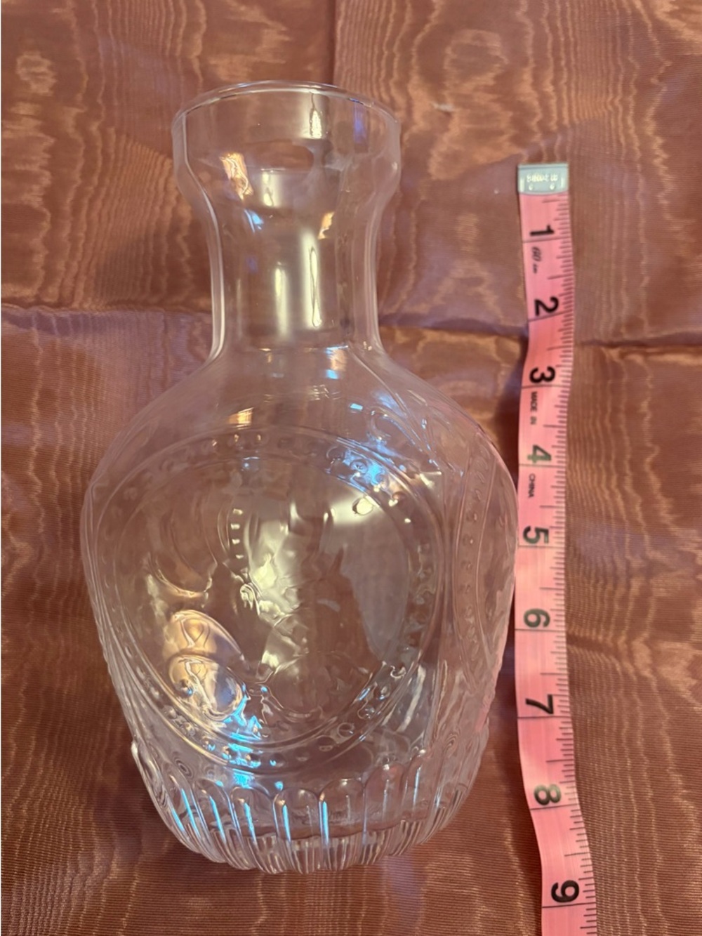 Clear Embossed Bedside Glass Carafe and Cup - Classic Clear NWT - Picture 5 of 9